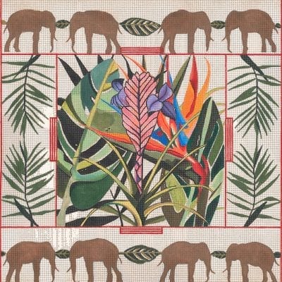 Bromeliad And Birds-Of-Paradise / Elephant Border