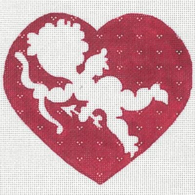 Cupid Silhouette In Maroon Heart