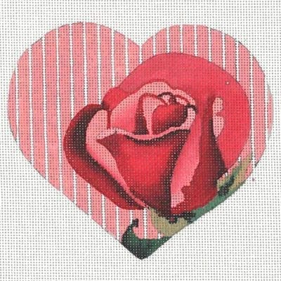 Rose in Striped Pink Heart