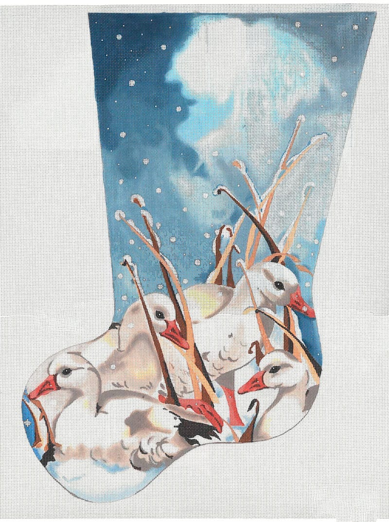 Snow Geese And Pond Reeds Stocking