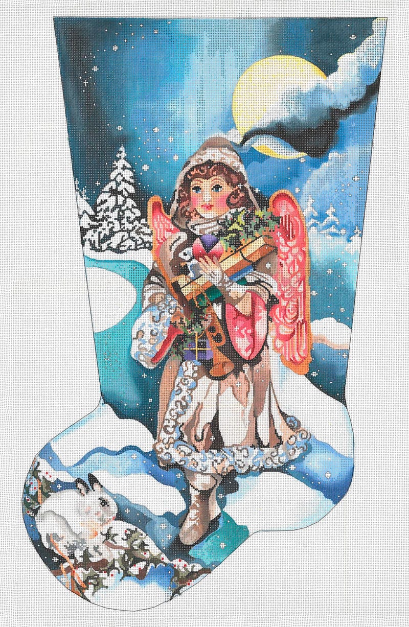 Snow Angel Bearing Gifts Stocking