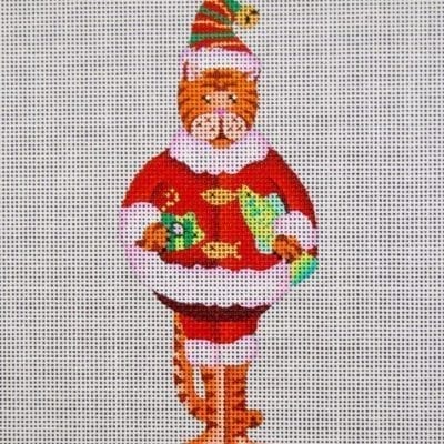 A Santa Cat With Fish