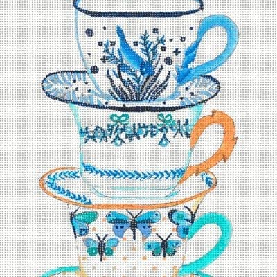 Blue And White Stacked Cups
