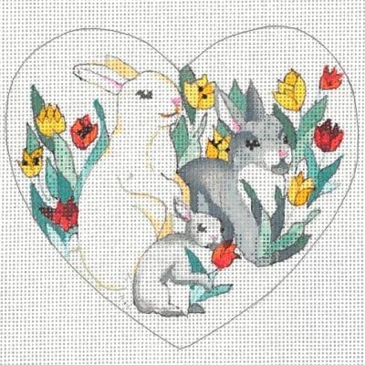 Sweetheart Bunnies Heart Ornament