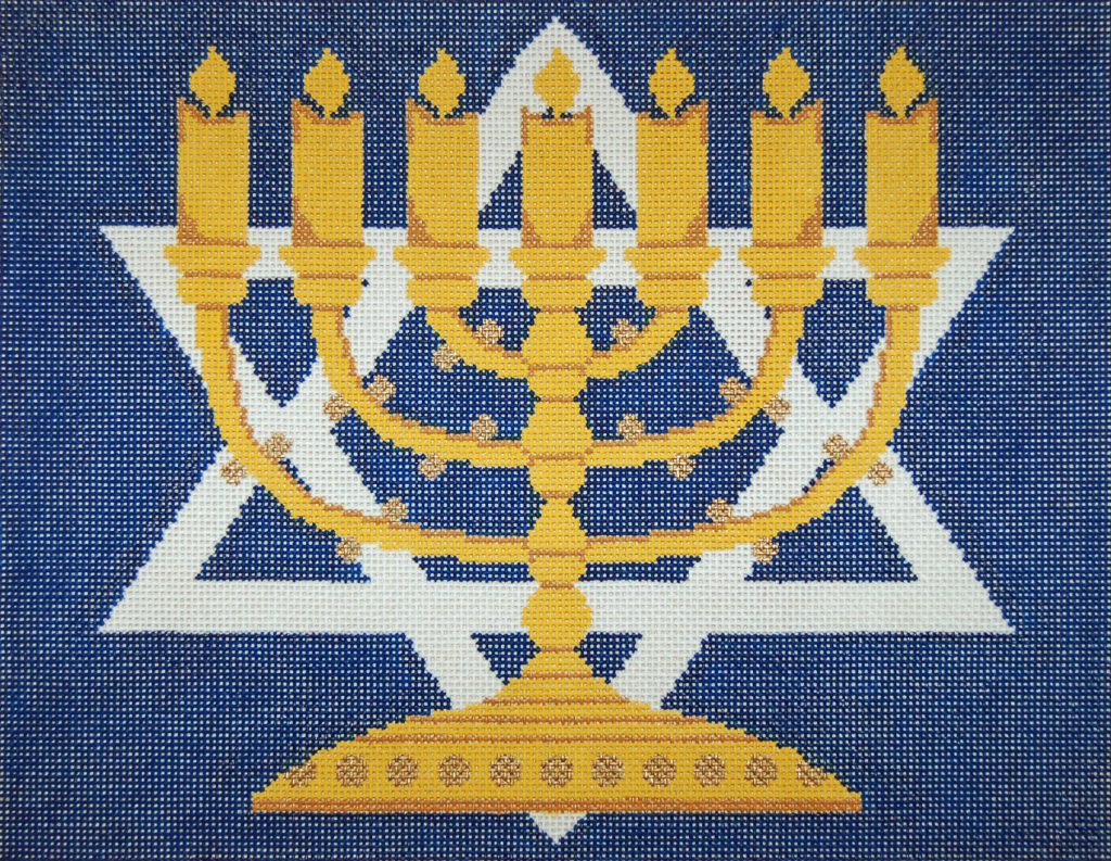 Center Menorah Blue/Gold Tallis