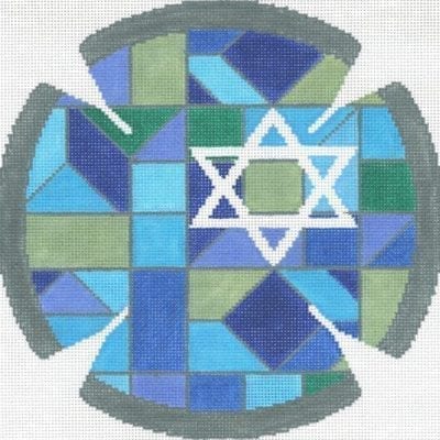 Corner Star Blue Yarmulke