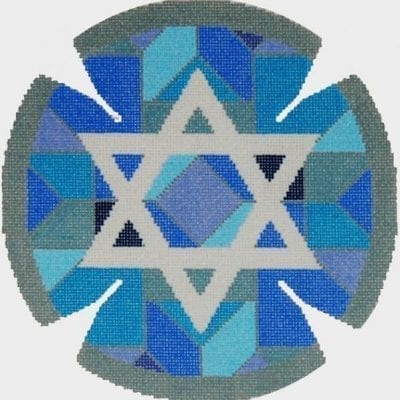 Center Star Blue Yarmulke