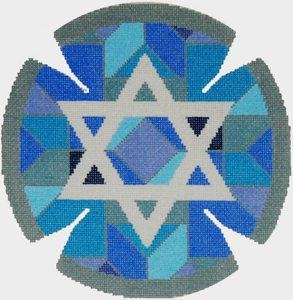 Center Star Blue Yarmulke