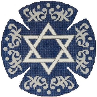 Filigree Border Blue Yarmulke