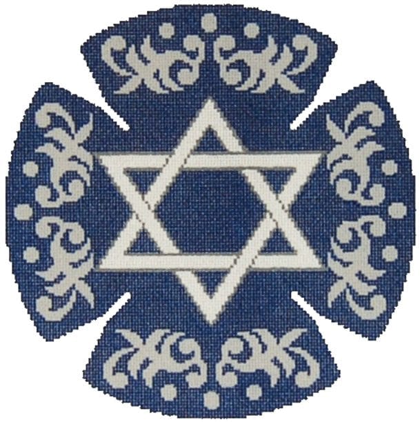 Filigree Border Blue Yarmulke