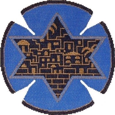 Golden City Blue Yarmulke