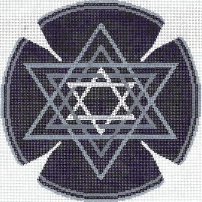 Woven Stars Silver/Navy Yarmulke