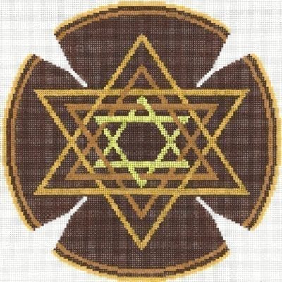 Woven Stars Gold/Burgundy Yarmulke