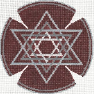 Woven Stars Silver/Burgundy Yarmulke