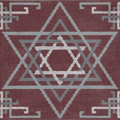 Woven Stars Silver/Burgundy Tefillin
