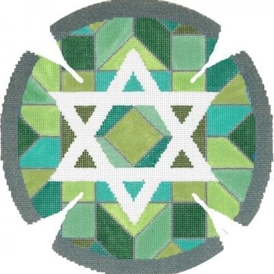 Center Star Green Yarmulke