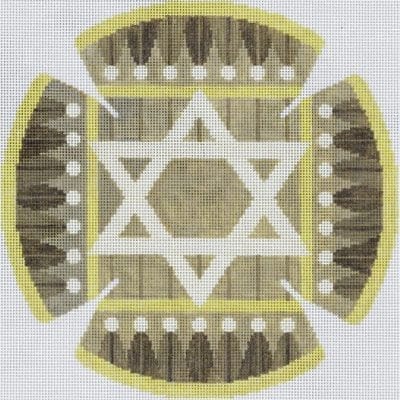 Geo Border Taupe Yarmulke