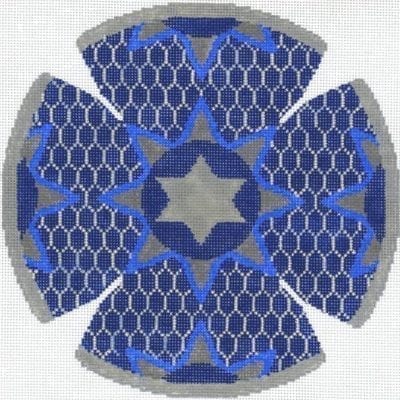 Medallion Star Blue Yarmulke