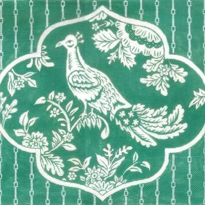 Bird on Teal/White Stripes