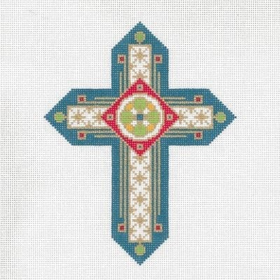 Cross Pointed Aqua/Red/Gold