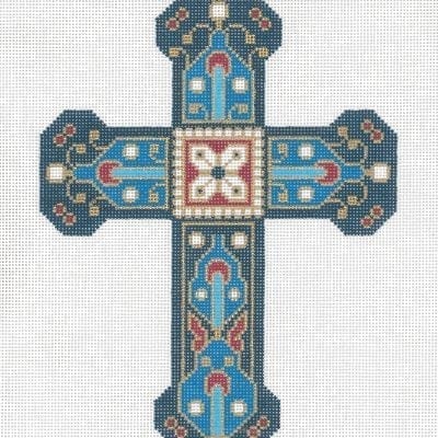 Cross Shades of Blue w/ Red C