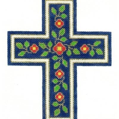 Cross Flowers on Blue Background