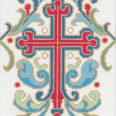 Cross Square Red w/ Swirls