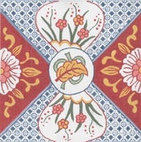 Imari Square Rust/Light Blue