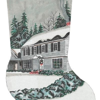 White Colonial House Stocking
