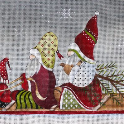 Gnomes in Toboggan Sled