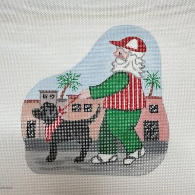 Santa Walking Dog